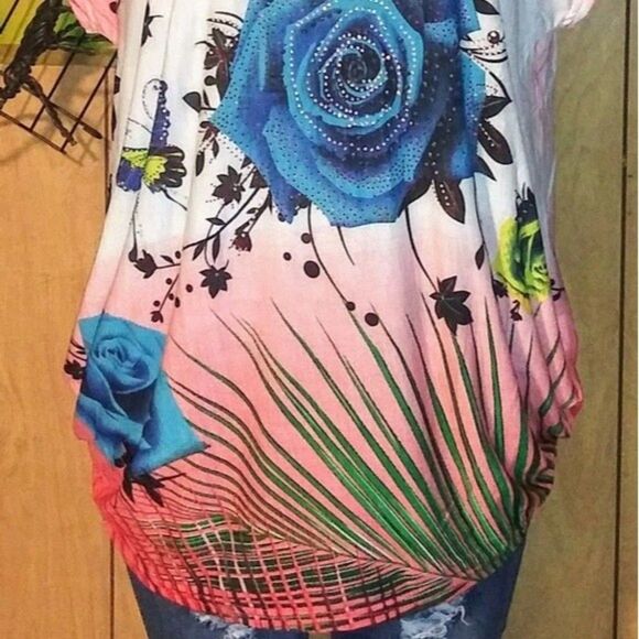 Red Butterfly Shirt With Bling - Picture 7 of 10